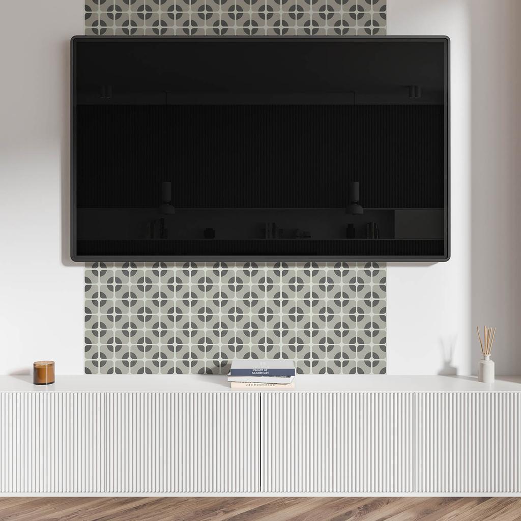 Self-Adhesive Vinyl Panel for a Teenager's Room 120x60 cm Geometric Tile Pattern