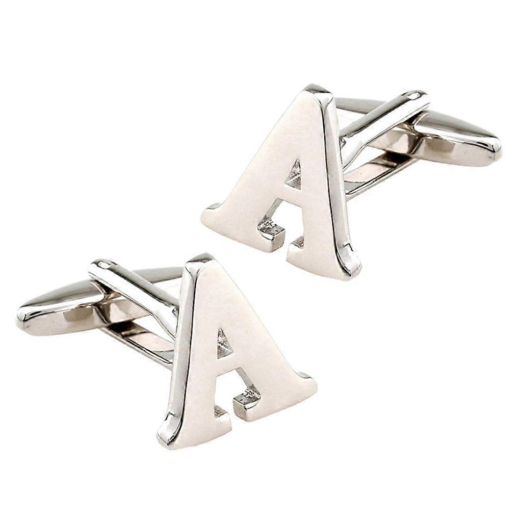Mens Brass Initial Cufflinks Letter Buness Shirt Cuff Links Wedding Gift A