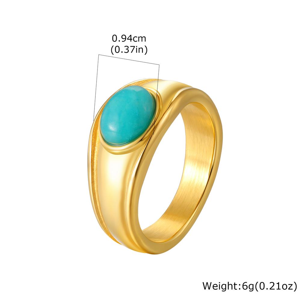 Boho Natural Stone Statement Ring for Women, Geometric Shield Multi Layer Open Band, Aesthetic Stackable Jewelry