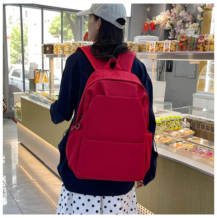 Schoolbag Japanese Simple Solid Color High School Student Schoolbag Female 1011 New Male Large Capacity Backpack Short Trip Backpack