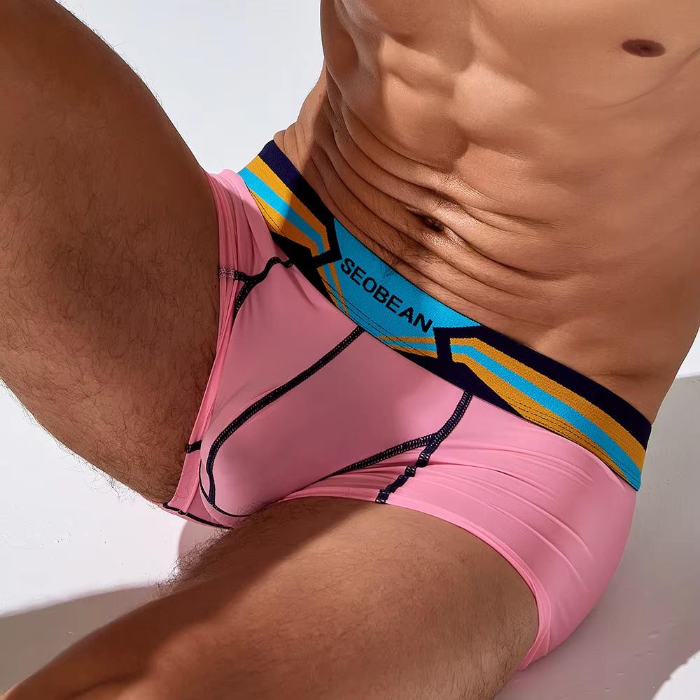 Men's Low Rise Ice Silk Boxer Briefs Quick Dry Athletic Underwear Breathable Sport Trunks for Men