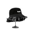 New Summer Logo Blue Washed Denim Large Bucket Hat For Women Outdoor Sun Hats With Tassel Top Quality Girls Fisherman Cap Gift