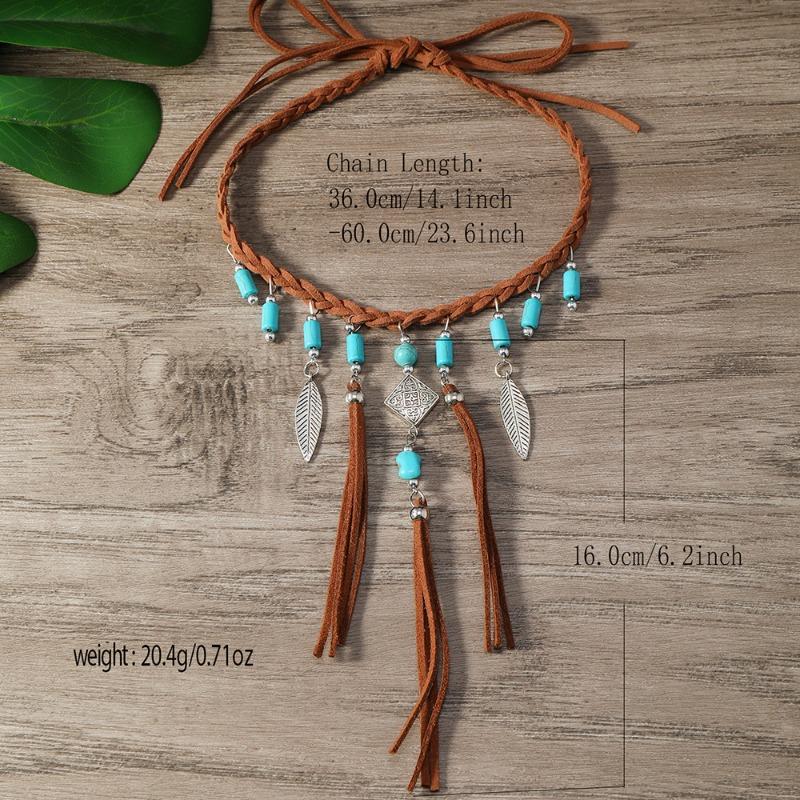 New 1-piece Personalized Fashion Velvet Turquoise Beaded Necklace