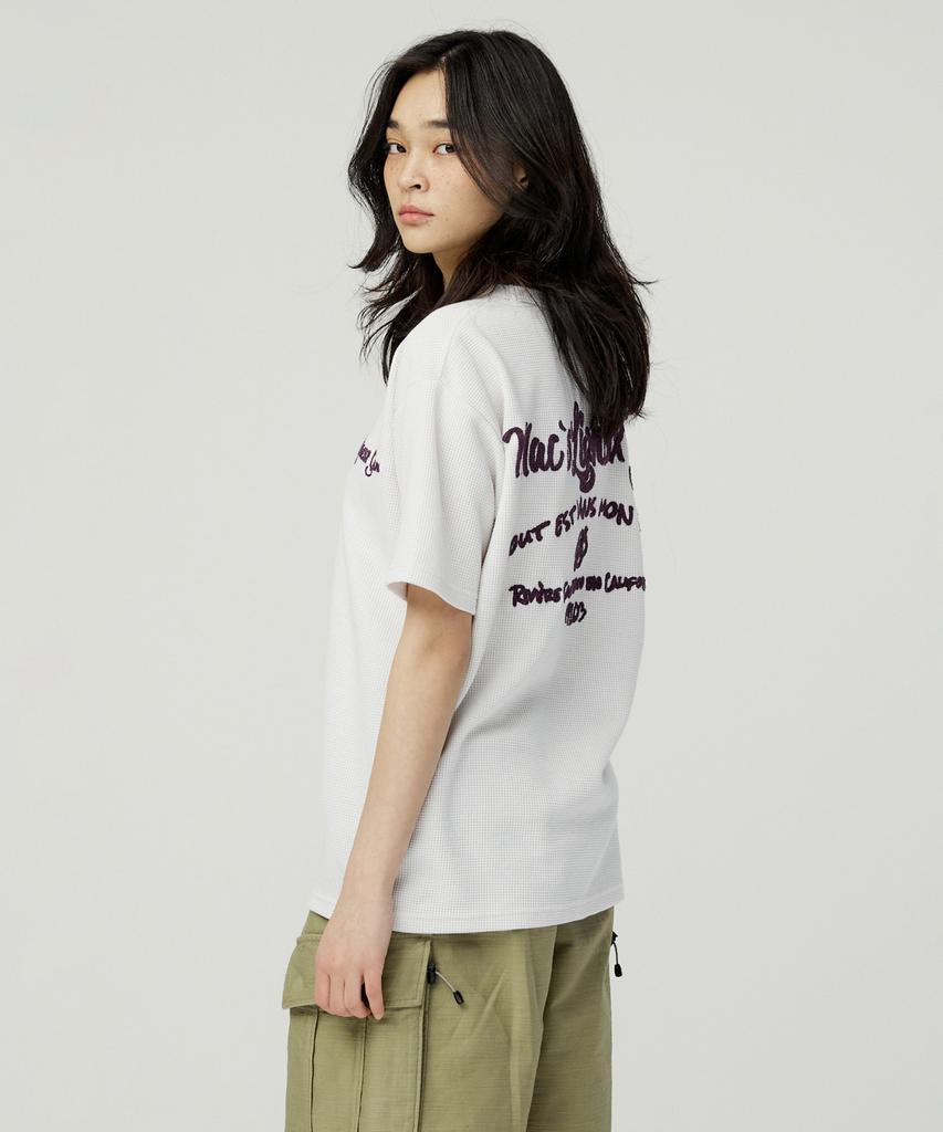 MAGOODGAN Swagber 3585 Waffle Chain Embroidery Semi-Overfit Dirty White Short Sleeve Tee