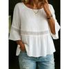 2026 Spring/Summer Fashion Women's Solid Color Round Neck Ruffle Sleeve Casual Top