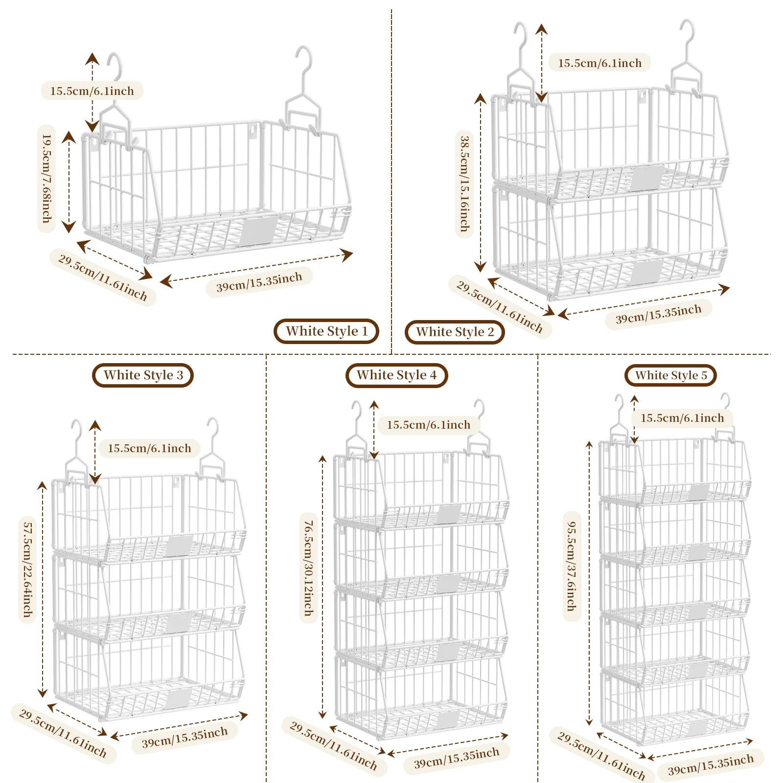 

Wardrobe hanging basket, over-the-shelf closet organizer, pull-out storage bin for folded clothes, towels and accessories 1-Layer белый
