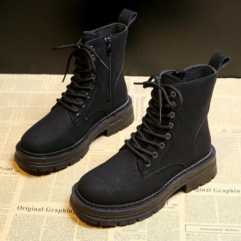 Women's Mid-calf Boots Summer British Style Thick-soled Short Boots Versatile Motorcycle Yellow Boots