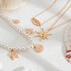 Mulitlayer Bohemia  Pendant Necklace Starfish Shells Imitation  Pearl Necklace  Gifts