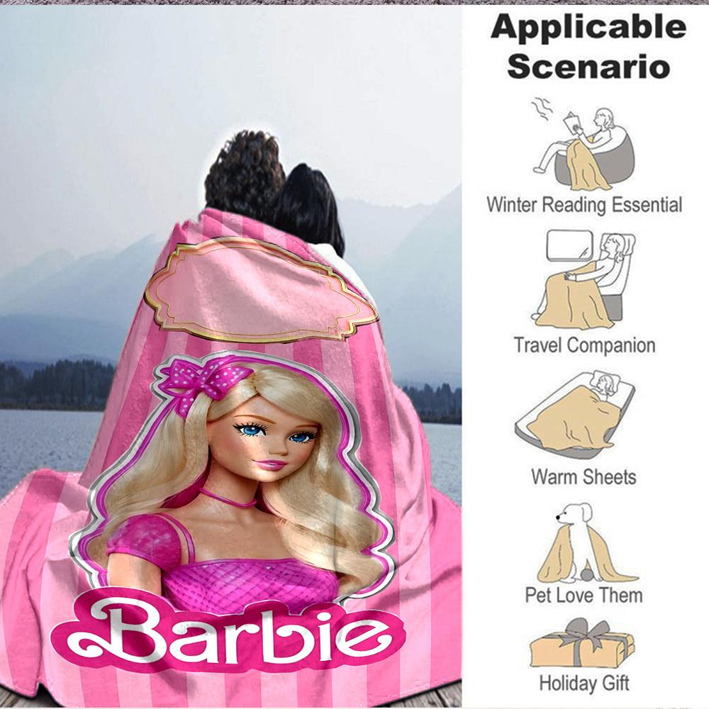 1pc Barbie Doll Blanket Polyester Fiber, All Season Comfort for Sofa, Bed, Office, Car, Camping Ideal Home Decor & Gift, Office Comfort