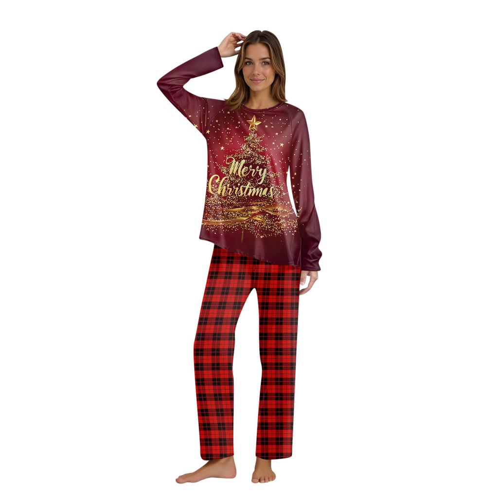 Christmas Prints Family Matching Long Sleeve Tops+Pants Set Family Matching Sets