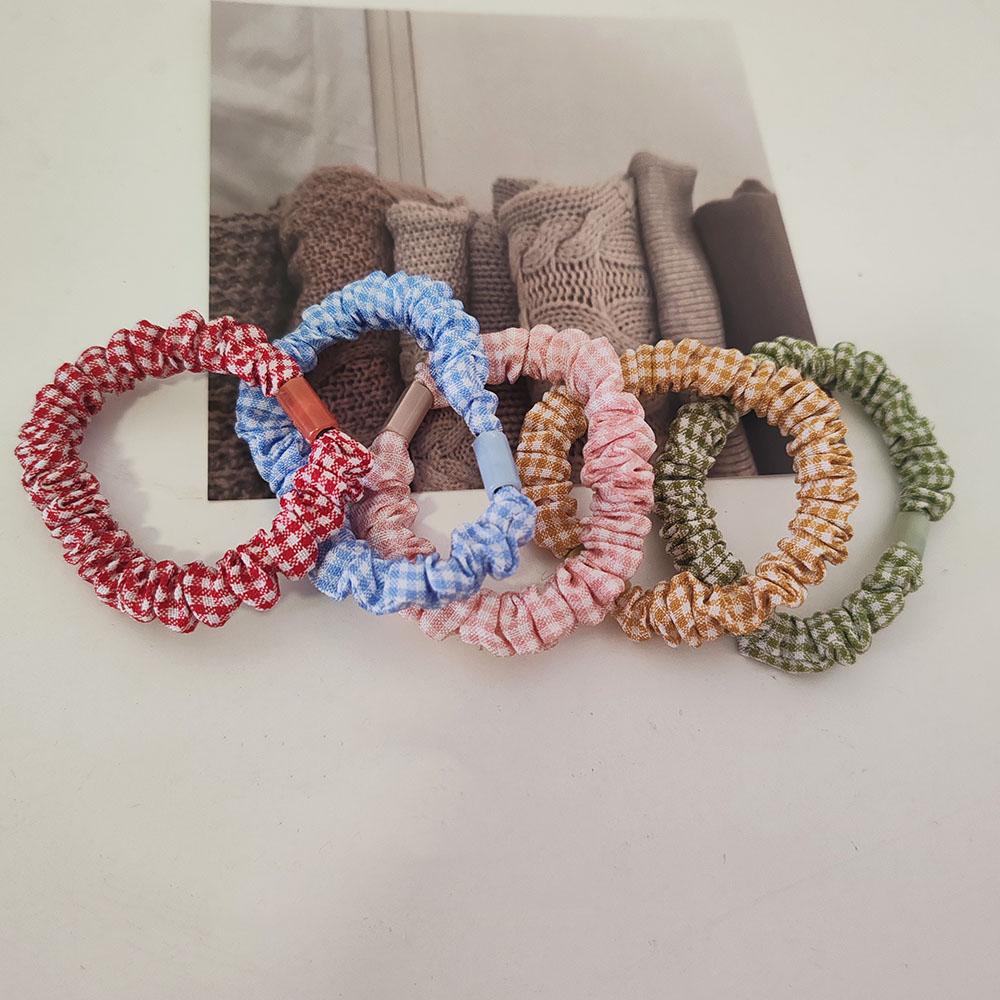 

Набор из 5 эластичных резинок для волос в клетку с вишней и клубникой для женщин, девочек и детей, резинки для волос, корейские аксессуары для волос, резинка-скранчи