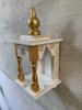 Holztempel für Zuhause | Weiß & Gold Mini Pooja Mandir I Handgefertigter Gebetsschrein