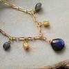 French Fashion Lazy Simple Natural Stone Handmade Water Drop Pendant Gold-Plated Chain Short Collarbone Necklace Gift Jewelry