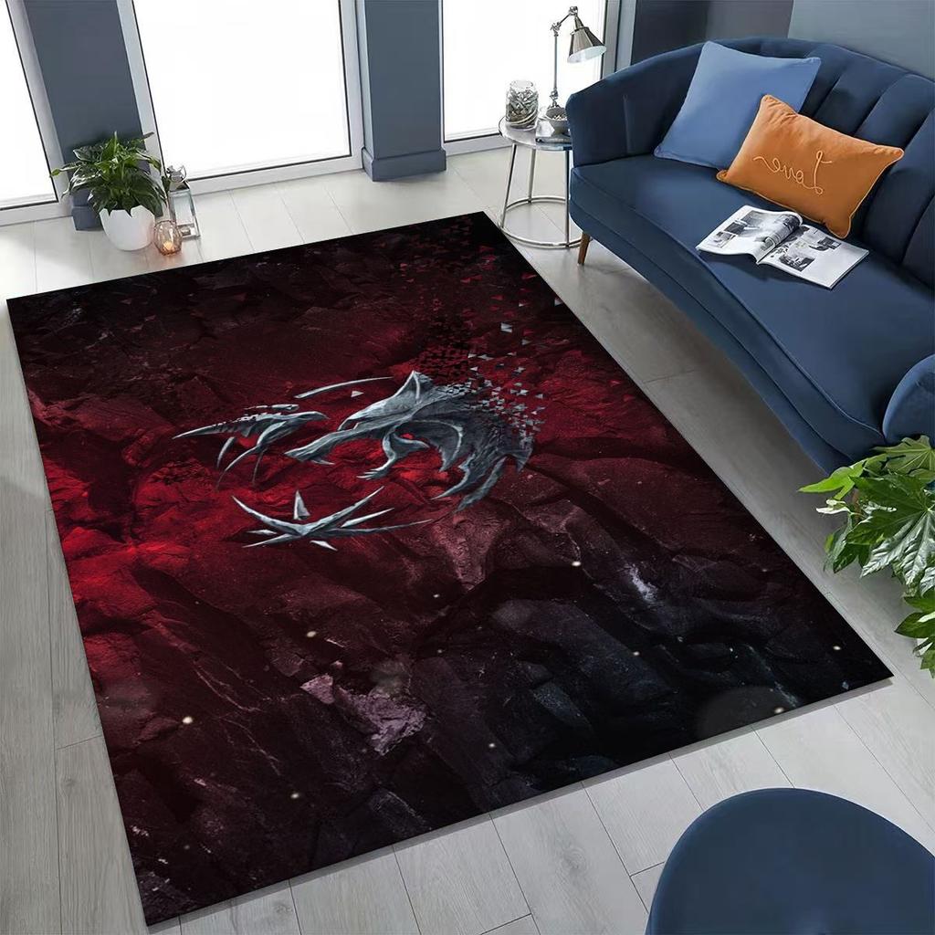 3D The W-Witcher Geralt Games Cartoon Rug for Bedroom Living Room Sofa Home Doormat Decor, Large Kid Play Non-slip Floor Mat