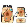 Cartoon Capybara Pattern Backpack Shoulder Bag Pencil Case Three Piece Set