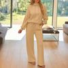 Women's Fashion Two-piece Solid Color Hooded Sweatshirt Trousers Casual Set