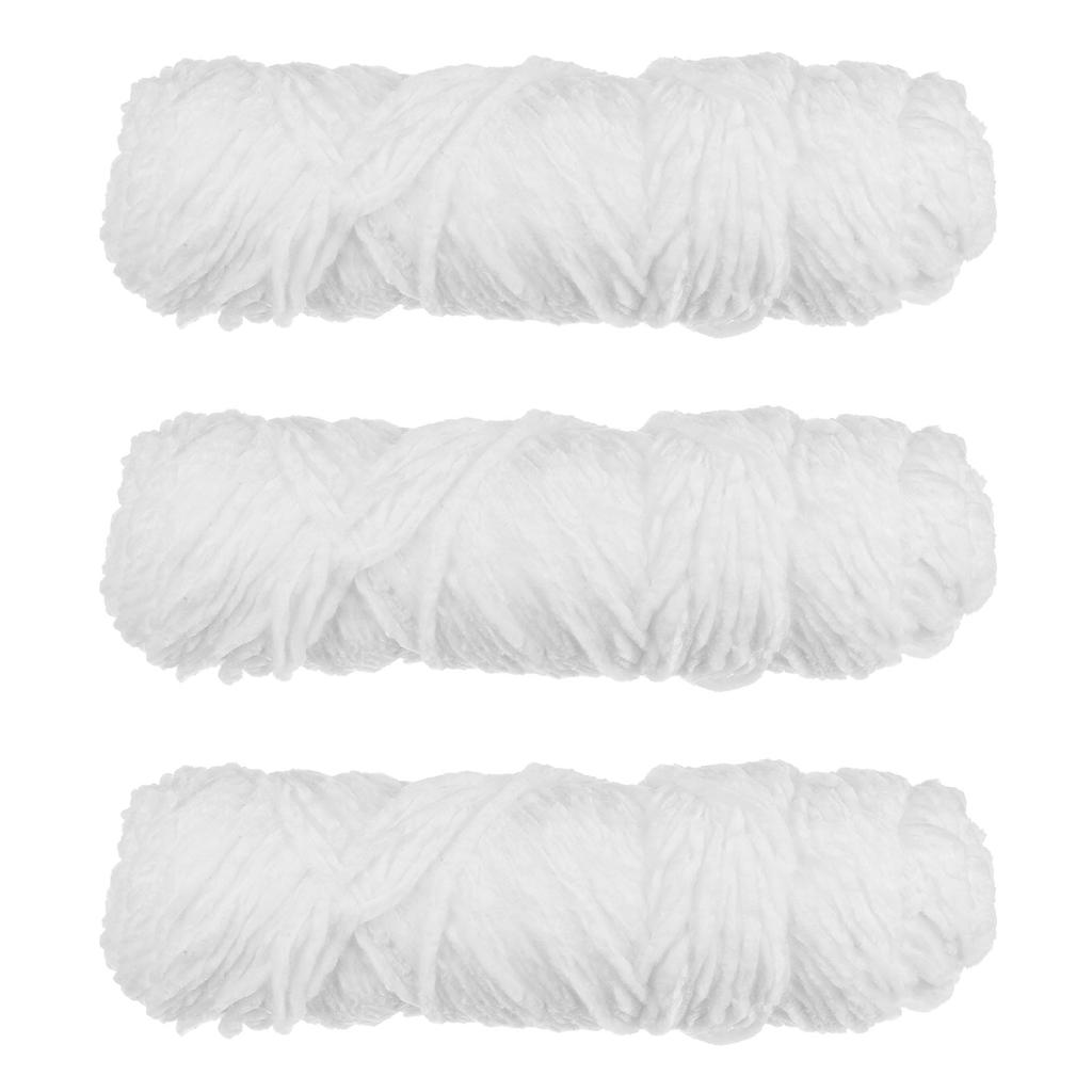 3 Skeins Chenille Yarn Soft Blanket Yarn Polyester Velvet Fancy Fluffy Yarn Knitting for Crochet Weaving Scarf, White