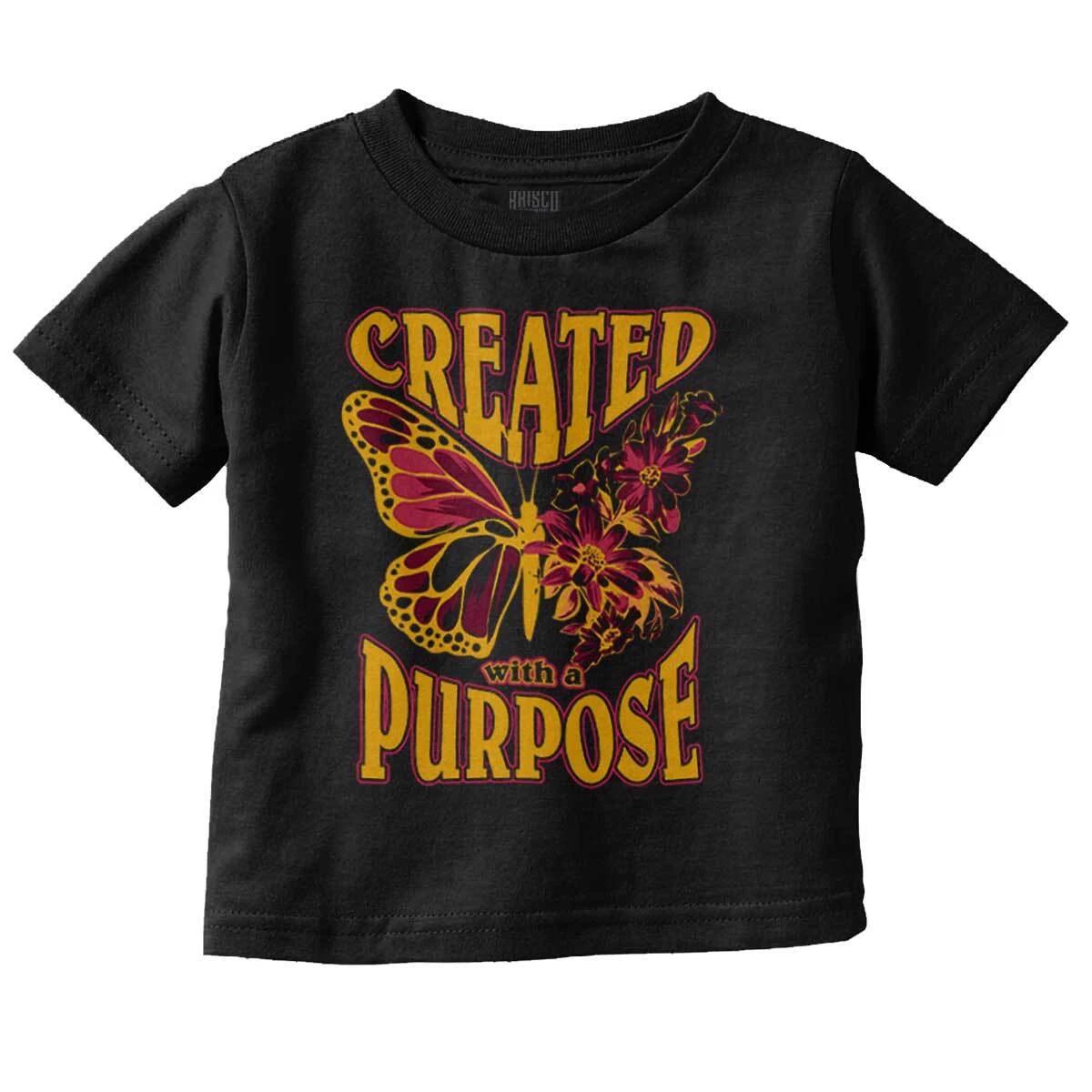 Motivation Created With A Purpose Butterfly Toddler Girl Youth T Shirt For Kids M