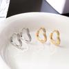 European & American Luxury Zirconia Heart Stud Earrings, Diamond-Encrusted Ear Jewelry for Women