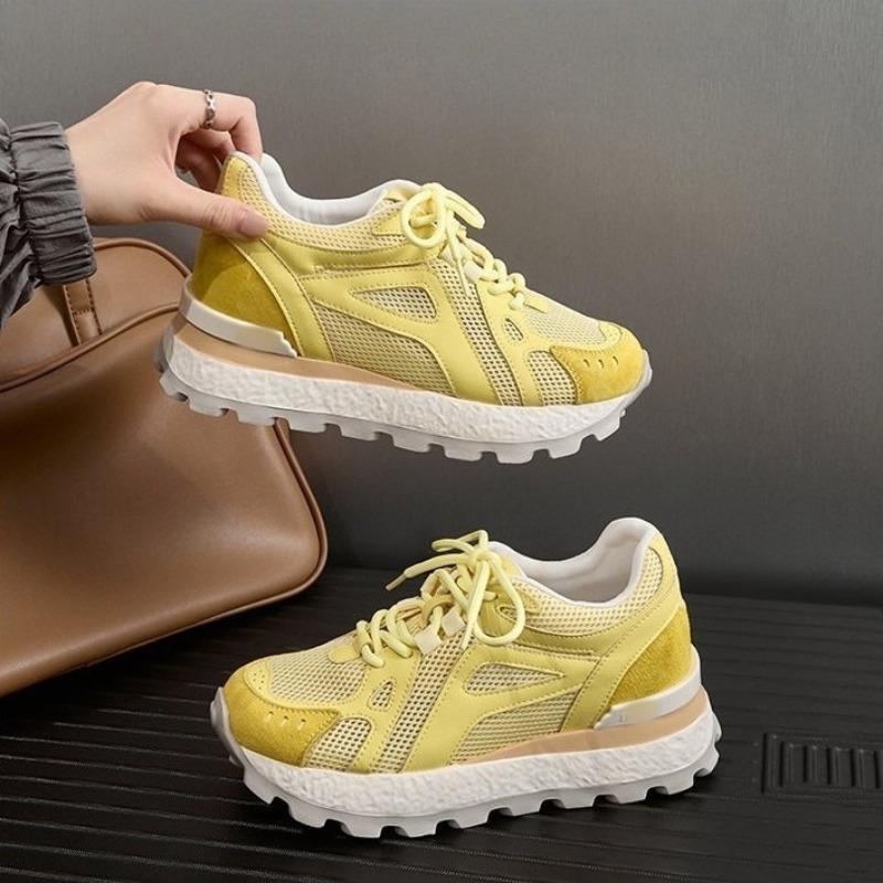 Double Net Non-slip Heightening Small White Shoes Lightweight and Versatile Sports and Leisure Shoes Women's Autumn New Muffin Shoes