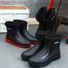 2024 Rain Boots Men's Waterproof Drawstring Rain Shoes Velvet Padded Suit Warm Non-Slip Flat Fashion Take-out Rider Rain Boots