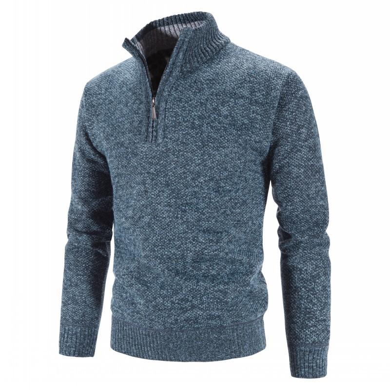 Autumn Winter Cashmere Men's Zipper Half High Neck Pullover Sweater Men's Long Sleeve Sweater
