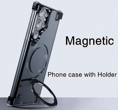 New Design Hot Luxury Magnetic Bracket Aluminum Alloy Frame Frosted Backplane Shockproof Airbag Phone Case for Samsung S26 Ultra