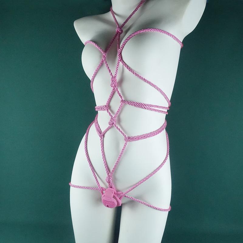 Men's Full Body Bondage Kit with Rope, Chastity Lock, and Pot Lid for Cross-Dressers - Erotic Outdoor Training Supplies