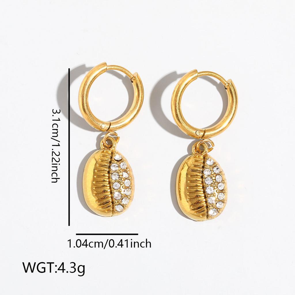 Novirassine Nautical Turtle Shell Hoop Earrings 18K Gold Plated Stainless Steel Zircon Jewelry for Women Summer Beach Dangle