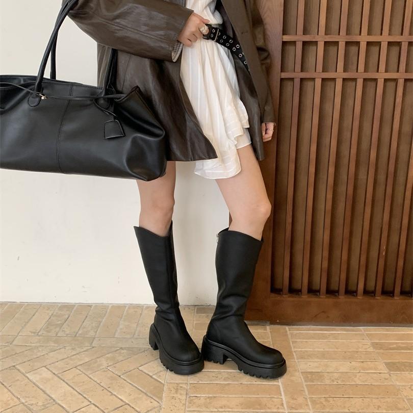 Korean Version of Platform-soled Knight Boots, New Long Boots for Women In Autumn and Winter 2025, Small Men But Knee-high Boots for Women
