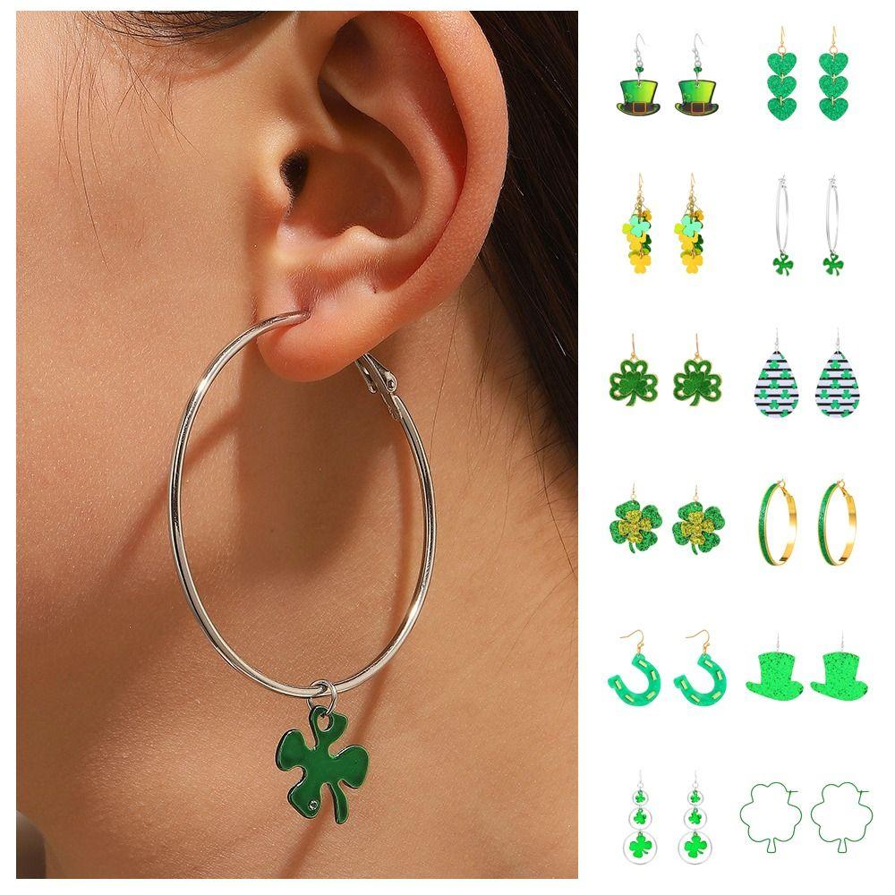 

Jewelry Patrick s Day Earrings Heart Shamrocks Dangle Earrings Sweet Four-leaf Clover Pendant Gift L