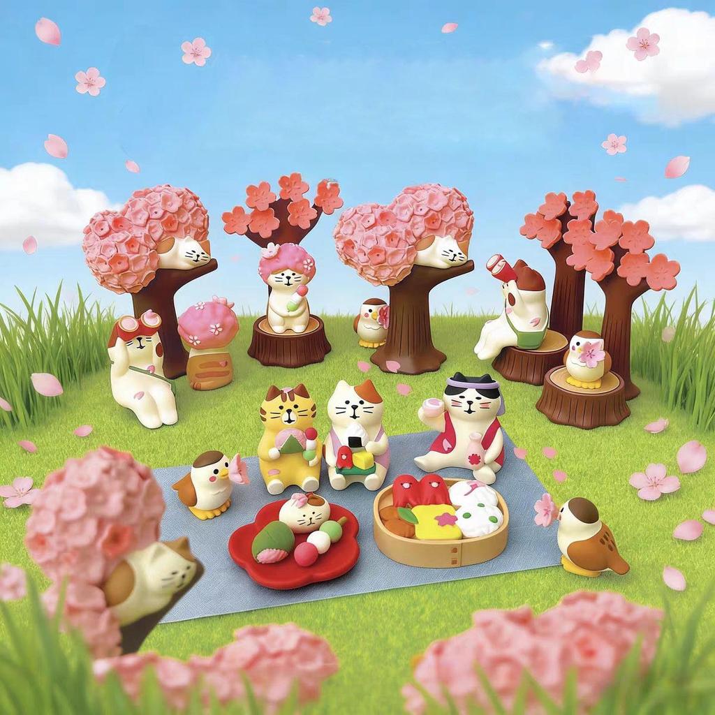 ZAKKA Handmade Japanese Cat Cherry Blossom Season DIY Resin Figurines Ornaments