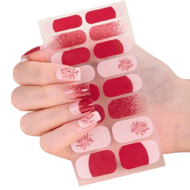 

Protective Cartoon Nail Wraps Quick Apply Technology New Year Nail Stickers for Sensitive pack of 16