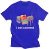 Ich esse Zement Absurdes Katzen Meme T-Shirt Unisex Kurzarm T-Shirts Streetwear Lässiges Grafik-T-Shirt Reine Baumwolle Slim Fit Kleidung