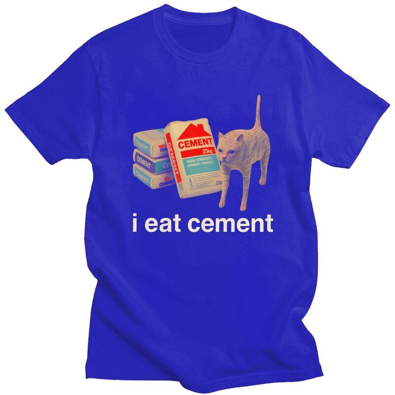 Ich esse Zement Absurdes Katzen Meme T-Shirt Unisex Kurzarm T-Shirts Streetwear Lässiges Grafik-T-Shirt Reine Baumwolle Slim Fit Kleidung