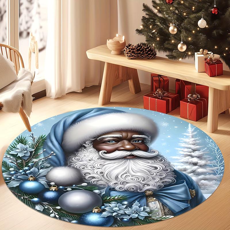 

1pc Christmas Round Rugs: Santa, Trees, Wreaths & More - Festive Home Decor ,Christmas round carpet decoration.. 60cm