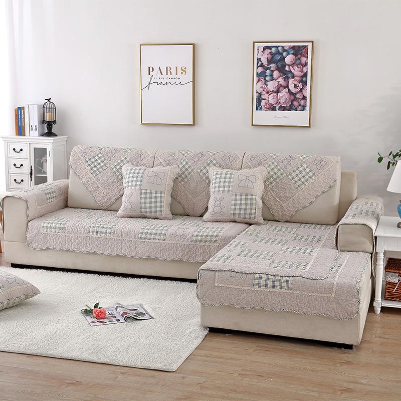 Pastoral Patchwork Fashion Home Cotton Sofa Cushion Fabric Quilted Non-Slip Sofa Cushion Cushion Covers