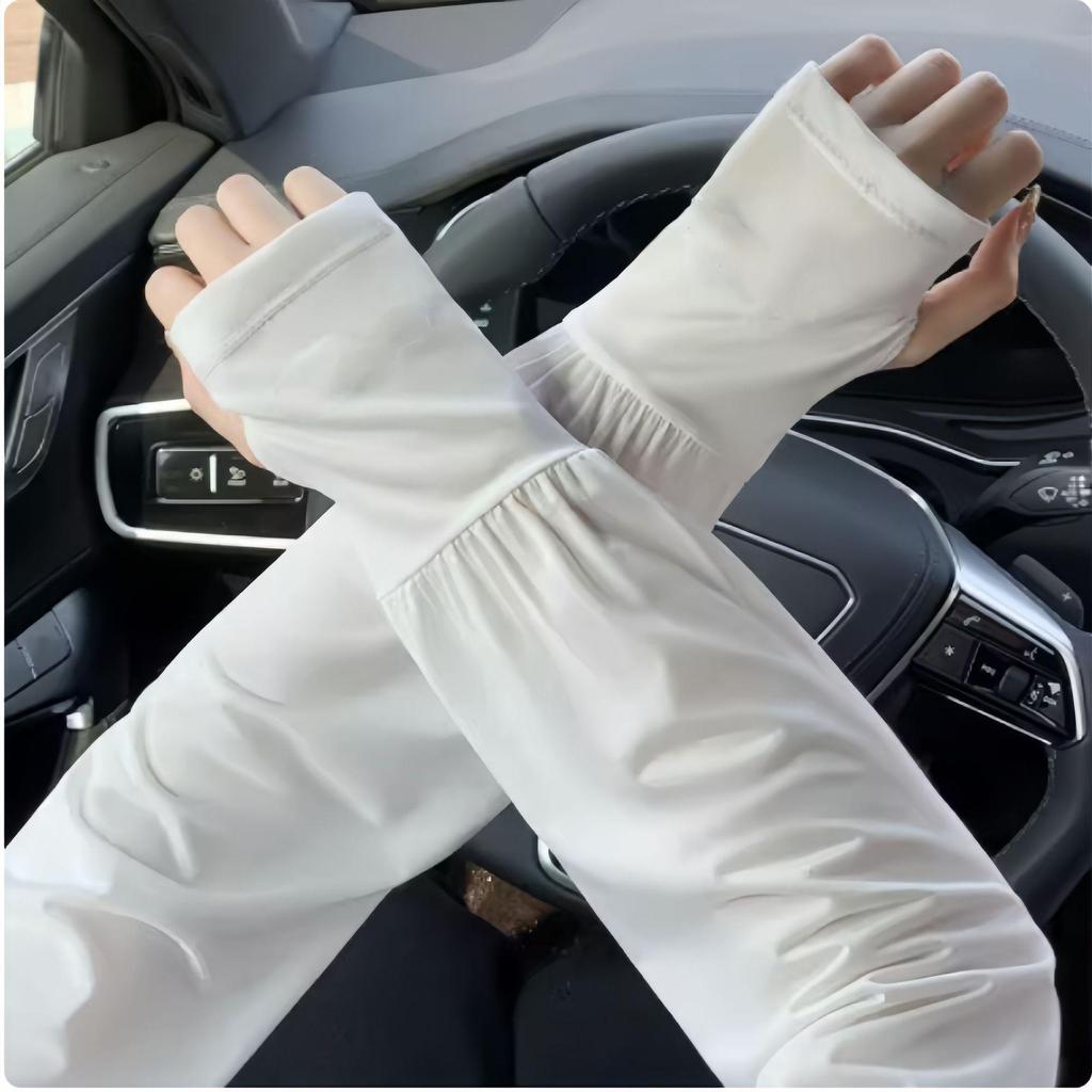 Women's UV Protection Ice Silk Half-Finger Sleeves for Outdoor Driving
