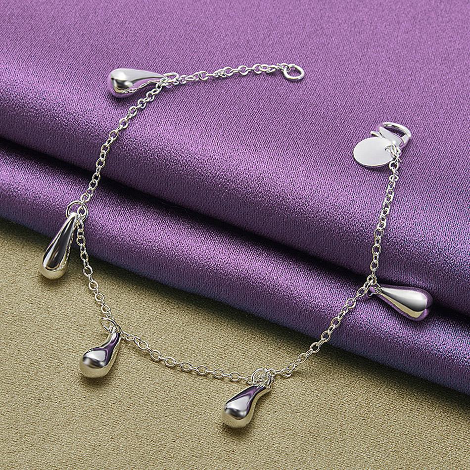 

CHSHINE 925 стерлингового серебра кулон капля воды браслет модные украшения шарм 20 см 8 дюймов 20CM 8inches