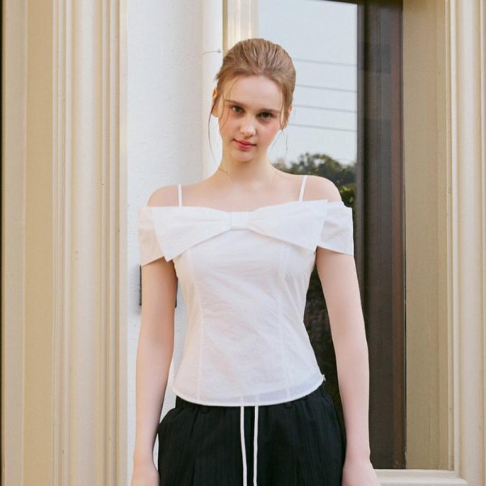 Egoist Off Shoulder Ribbon Blouse Blue Es2obl08