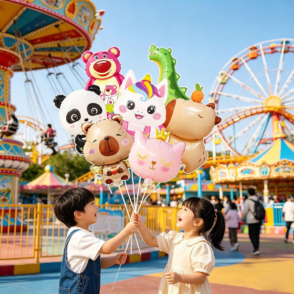 20 sets of new children's festival June 1st cartoon animal clip-on balloons, horse-year god of wealth clip-on balloons and toy balloons.