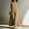 Summer Sleeveless Dress for Women Casual V Neck Long Tank Dress Flowy A-line Beach Sundress with Pockets