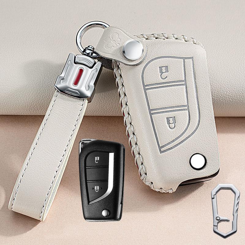 Leather Shell Key Fob Case Cover For Toyota Auris Corolla Reiz Avensis Verso Yaris Aygo Rav4 Scion TC IM 2015 2016 Keychain Bag