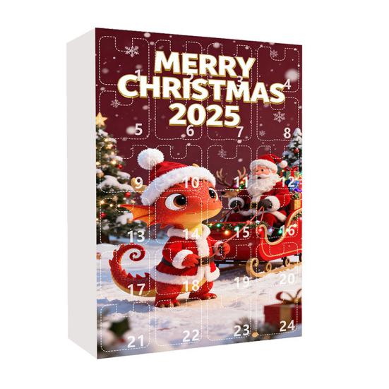 2025 Christmas Dragon Advent Calendar 24-Day Countdown Box with Baby Dragon Ornaments Multifunctional Decoration for Festive Tree Decor