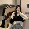 Short Striped Crew Neck Sweater Women's New Autumn Loose Casual Wear Autumn and Winter Long-sleeved Knitted Sweater