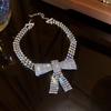 European and American exaggerated diamond-set love water drop fringe necklace design sense collarbone chain bridal temperament item decoration