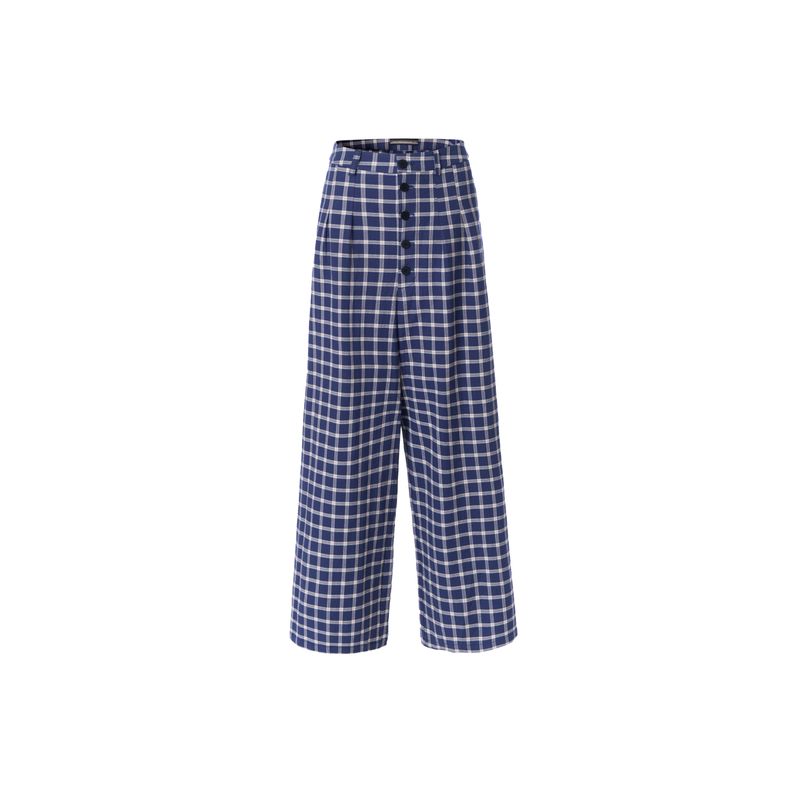 

Northbutsouth Loose Mid-Low Waist Casual Pants Blue Check presale S
