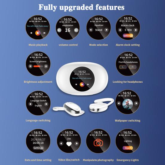 1 Pair Bluetooth-compatible Earphone with Earhook Noise Canceling HiFi Sound IPX5 Waterproof Wireless Over Ear Earbuds Sports Running Headphone