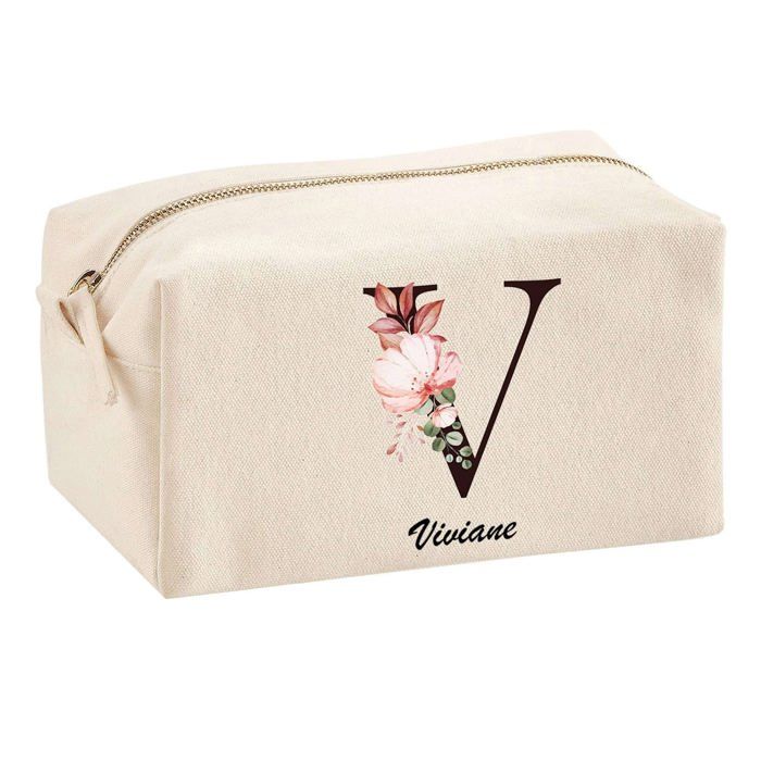 Trousse multifonction Viviane Lettre Fleur Cadeau Anniversaire Noël Idée Personnalisé Original | Trousse Scolaire Fournitures Bureau