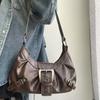 Vintage Maillard Style Women's Shoulder Bags Y2K Hot Girls Underarm Bag Luxury Cool Pu Leather Ladies Handbags Female Tote Purse